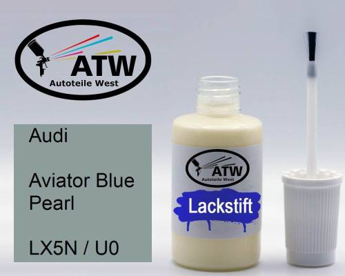 Audi, Aviator Blue Pearl, LX5N / U0: 20ml Lackstift, von ATW Autoteile West.
